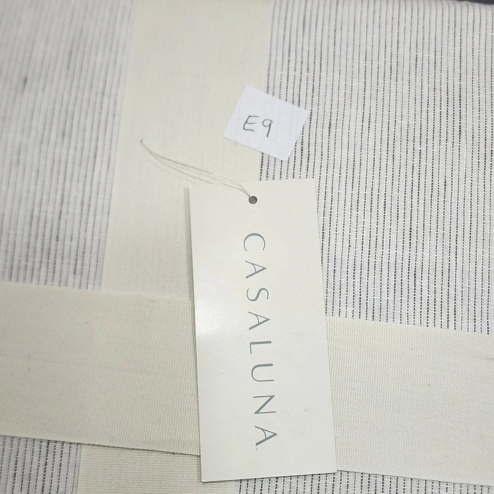 Casaluna 100% Linen 3pc Full Queen Duvet Cover Set White Gray Pinstripe